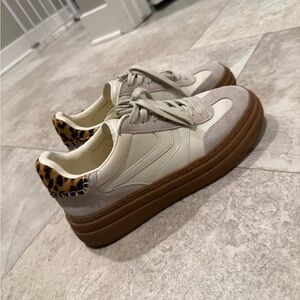 Steve Madden Cream and Leopard Sneakers